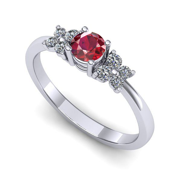 Inel din aur alb cu rubin