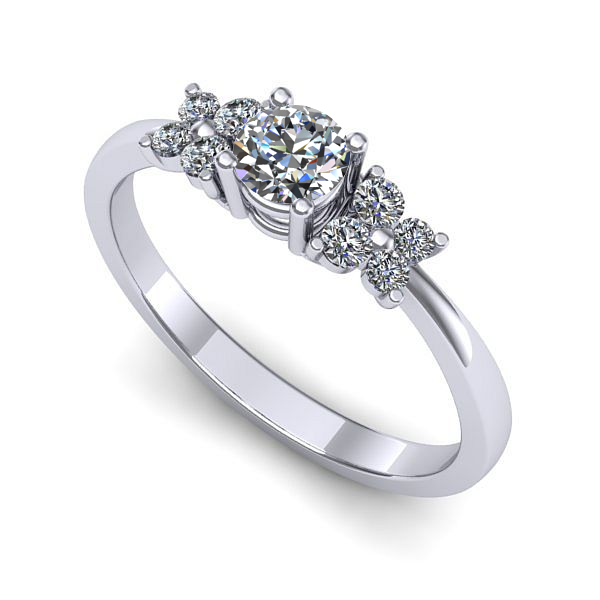 Inel logodna din aur alb cu safir alb