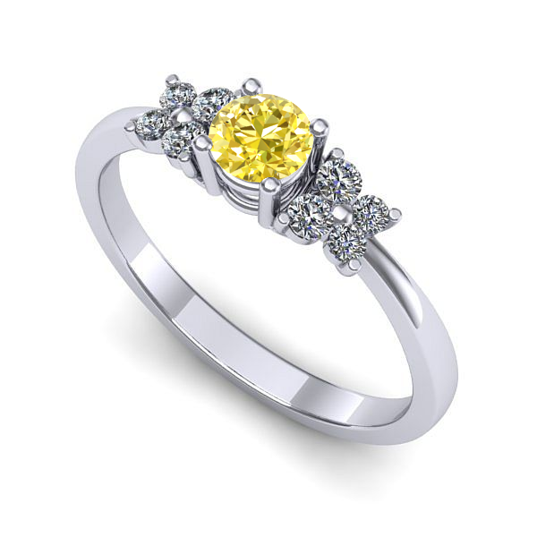 Inel din aur alb cu safir galben