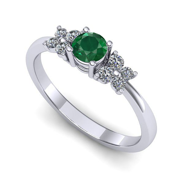 Inel de logodna din aur alb cu smarald
