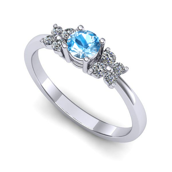 Inel din aur alb cu topaz blue
