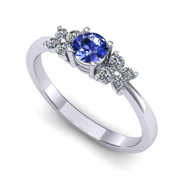 Inel logodna din aur alb cu tanzanit