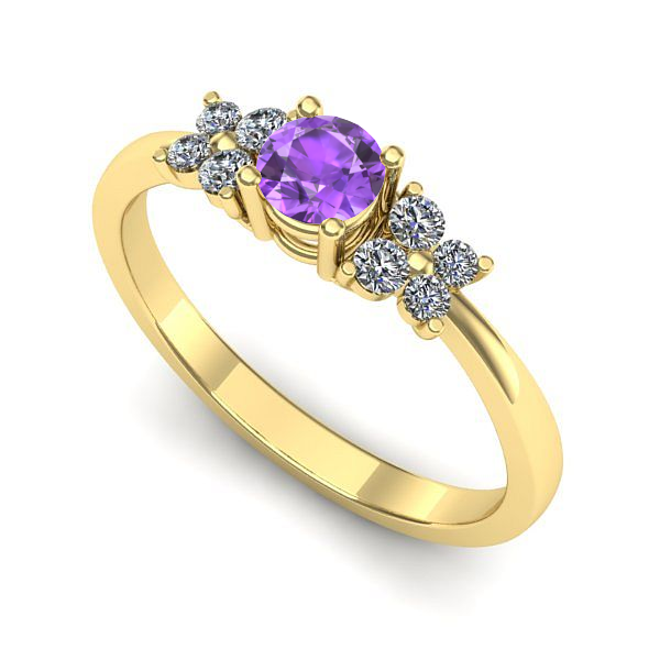 Inel de logodna din aur galben cu ametist