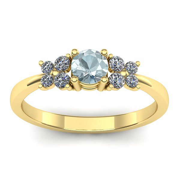 Inel logodna cu aquamarin rotund