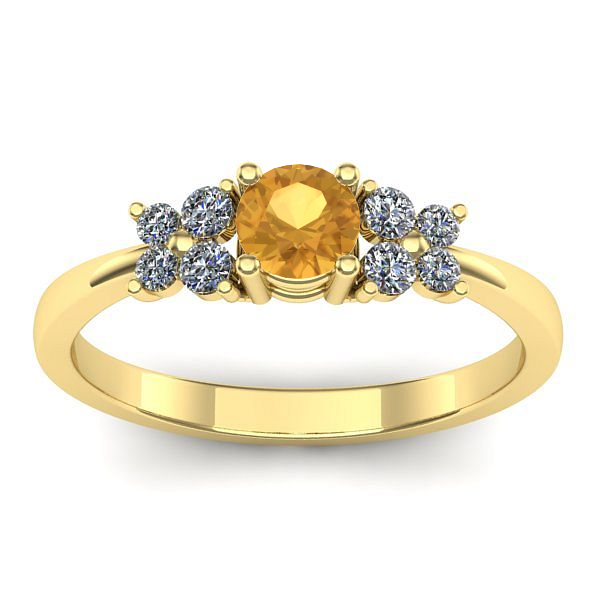 Inel logodna cu citrin rotund