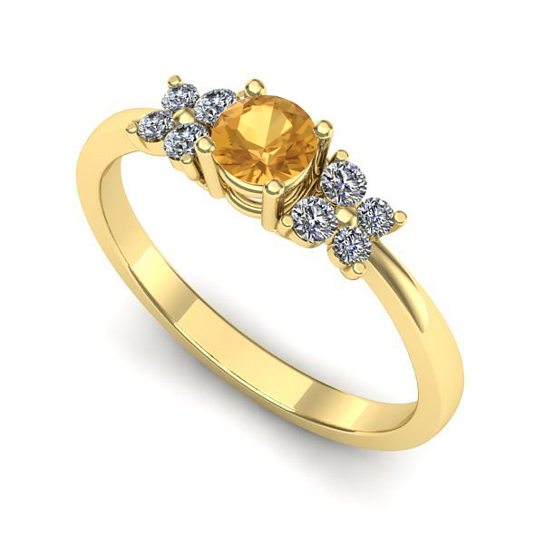 Inel logodna din aur galben cu citrin