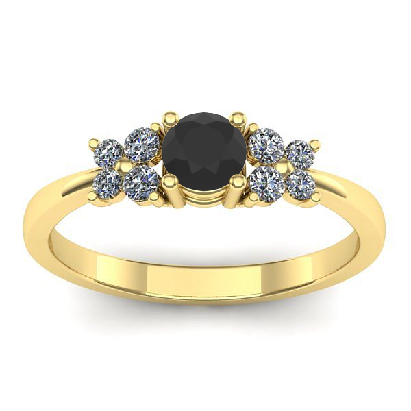 Inel logodna cu diamant negru rotund