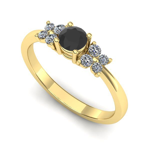 Inel logodna din aur galben cu diamant negru