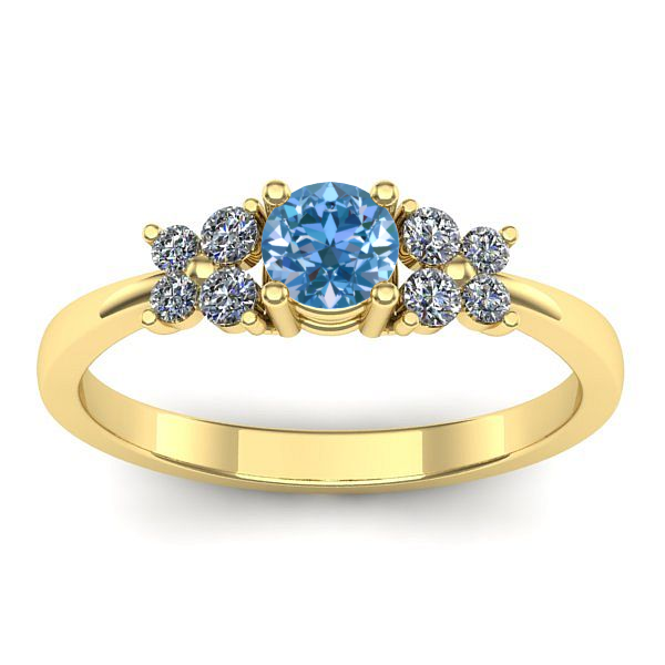 Inel de logodna cu diamant de laborator albastru rotund