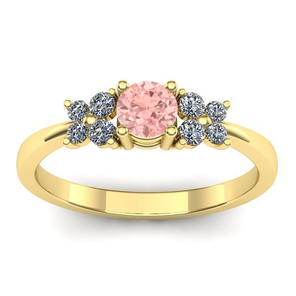 Inel cu diamant de laborator roz rotund