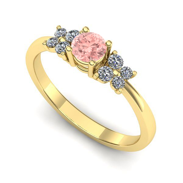 Inel din aur galben cu diamant de laborator roz