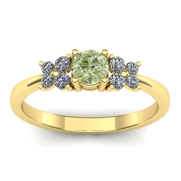 Inel logodna cu diamant de laborator verde rotund