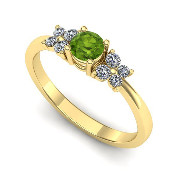 Inel logodna din aur galben cu peridot