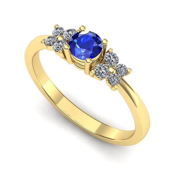 Inel logodna din aur galben cu safir