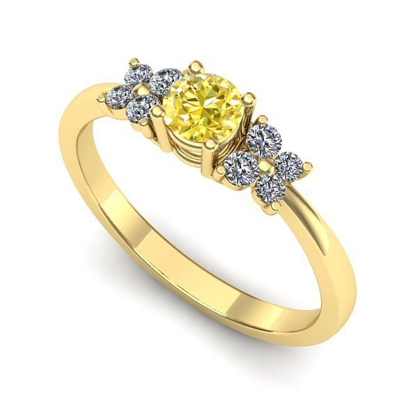 Inel logodna din aur galben cu safir galben