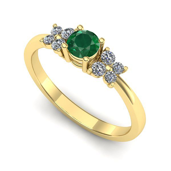 Inel logodna din aur galben cu smarald