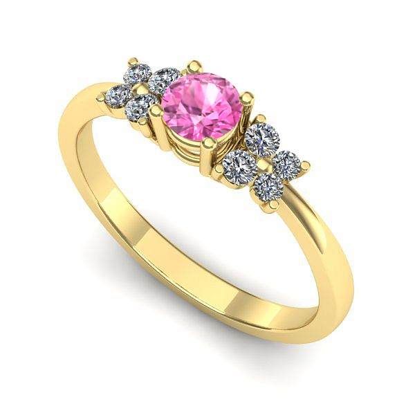Inel de logodna din aur galben cu safir roz