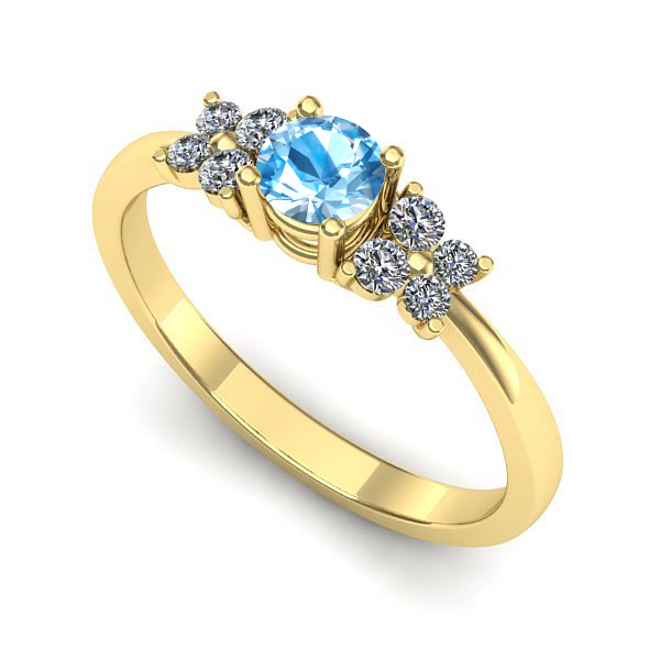 Inel de logodna din aur galben cu topaz blue