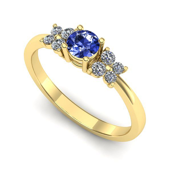 Inel logodna din aur galben cu tanzanit