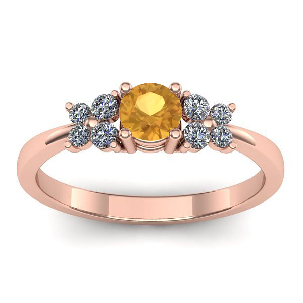 Inel logodna cu citrin rotund