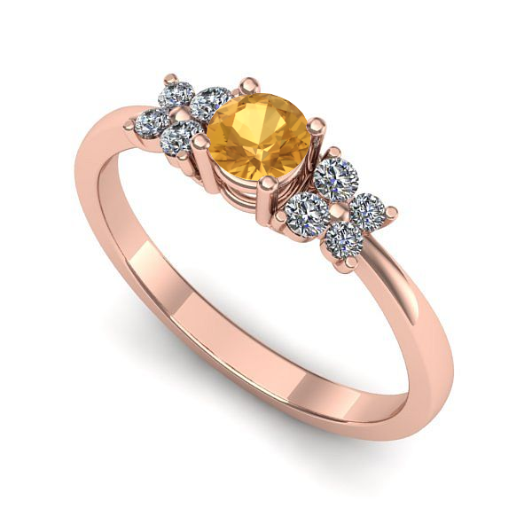 Inel de logodna din aur roz cu citrin