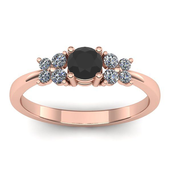 Inel de logodna cu diamant negru rotund