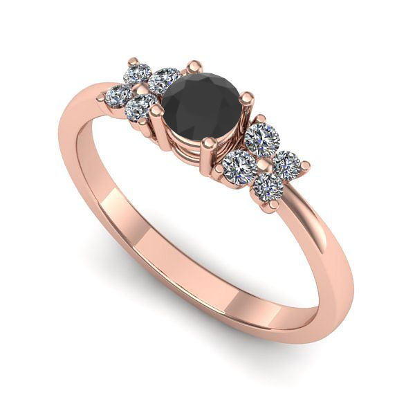 Inel din aur roz cu diamant negru
