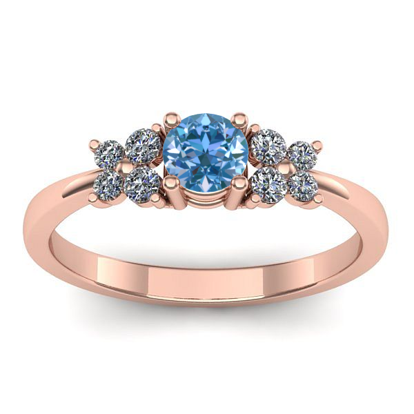 Inel de logodna cu diamant de laborator albastru rotund