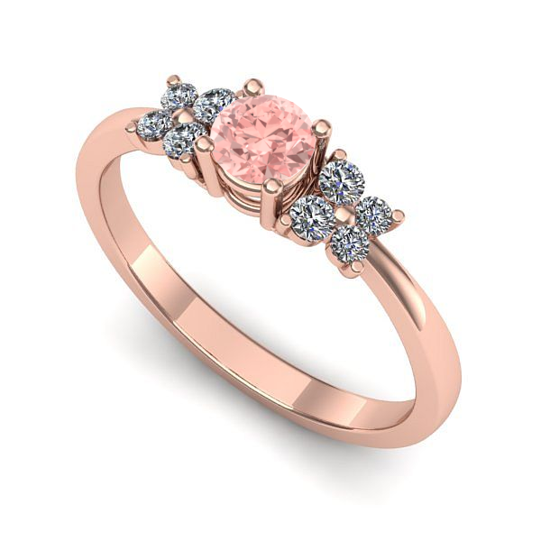 Inel din aur roz cu diamant de laborator roz