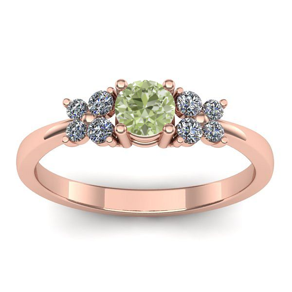 Inel de logodna cu diamant de laborator verde rotund