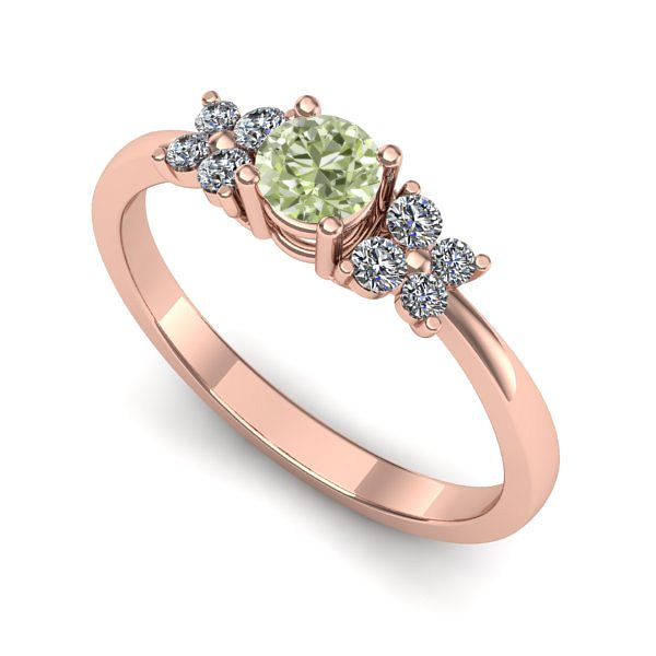 Inel din aur roz cu diamant de laborator verde