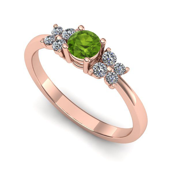 Inel din aur roz cu peridot