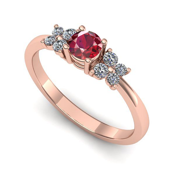 Inel logodna din aur roz cu rubin