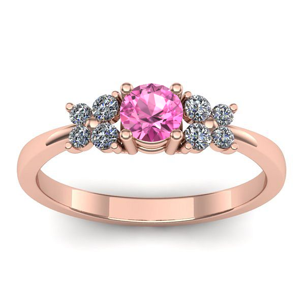 Inel logodna cu safir roz rotund
