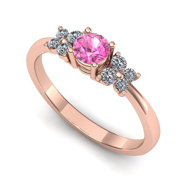 Inel logodna din aur roz cu safir roz