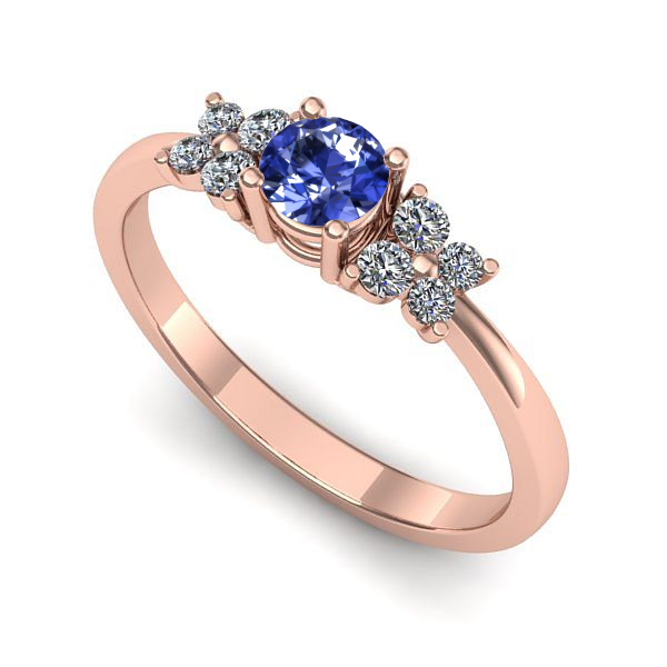 Inel de logodna din aur roz cu tanzanit