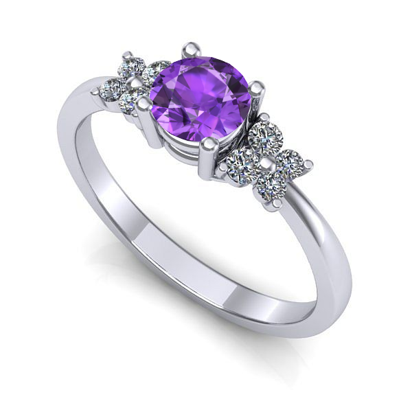 Inel logodna din aur alb cu ametist