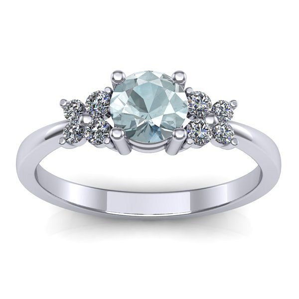 Inel cu aquamarin rotund