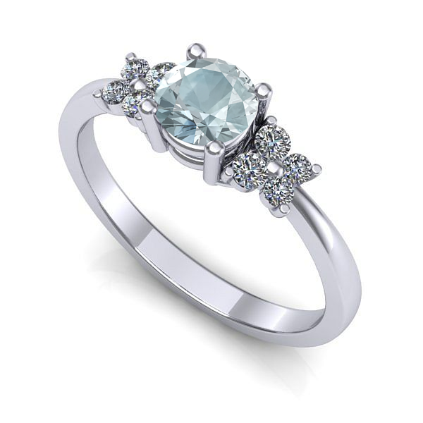 Inel de logodna din aur alb cu aquamarin