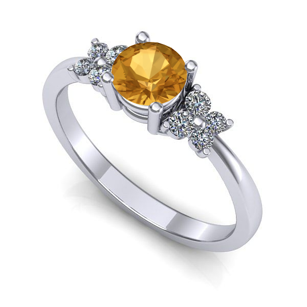 Inel logodna din aur alb cu citrin