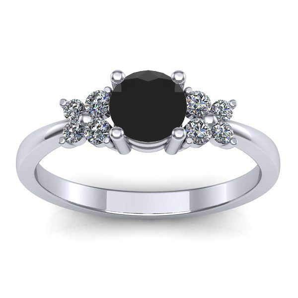 Inel cu diamant negru rotund