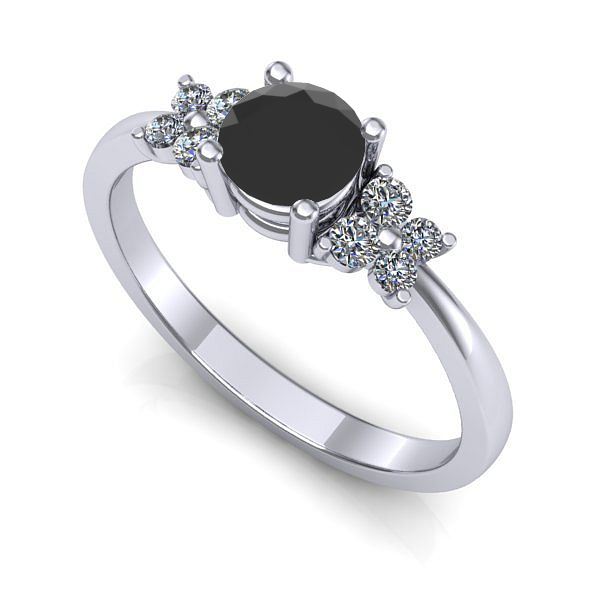 Inel logodna din aur alb cu diamant negru