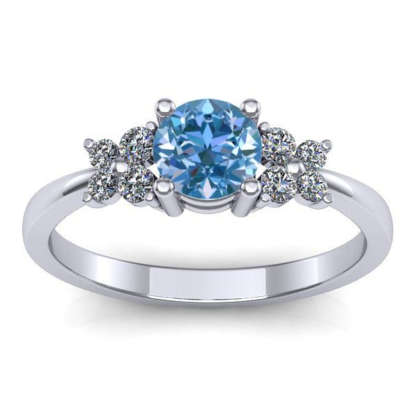 Inel cu diamant de laborator albastru rotund