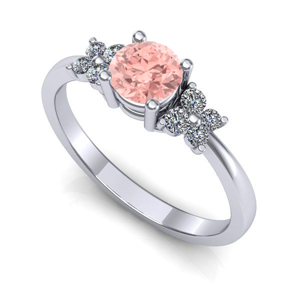 Inel din aur alb cu diamant de laborator roz