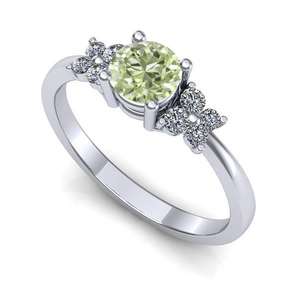 Inel din aur alb cu diamant de laborator verde