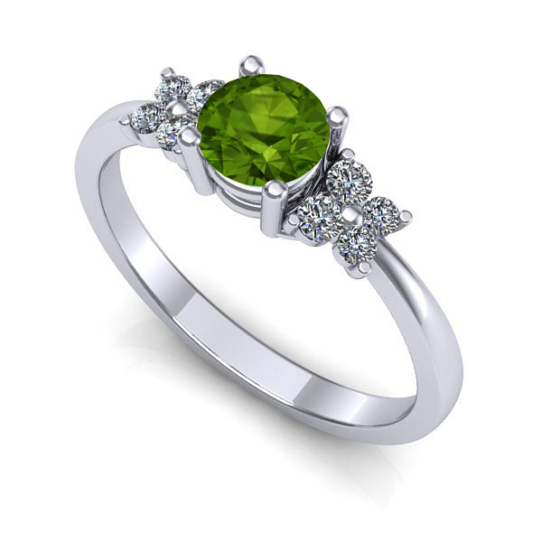 Inel de logodna din aur alb cu peridot