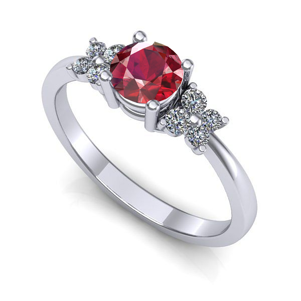 Inel logodna din aur alb cu rubin