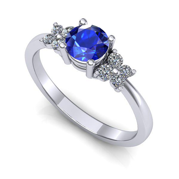 Inel de logodna din aur alb cu safir