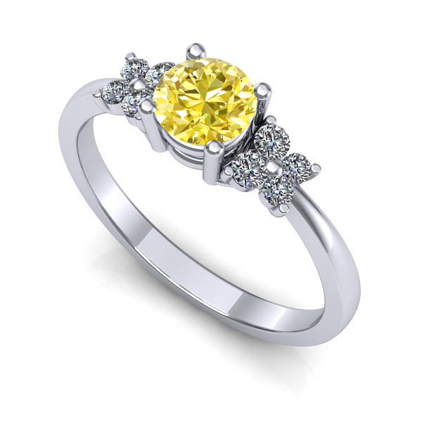 Inel logodna din aur alb cu safir galben