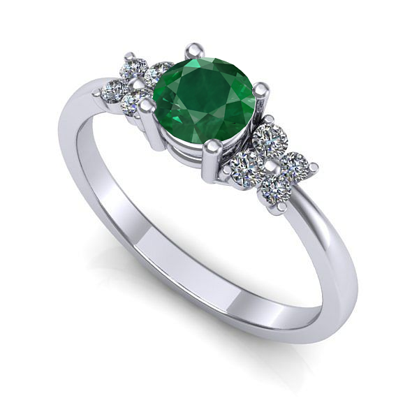 Inel de logodna din aur alb cu smarald